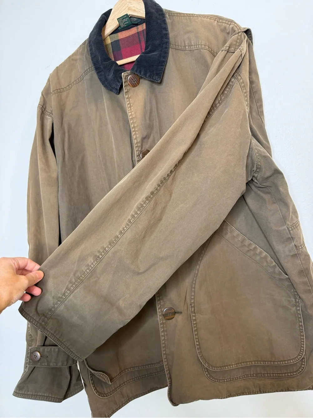 90s vintage J Crew Chore Jacket Work Wear Flannel Lined Cotton Heritage Utility